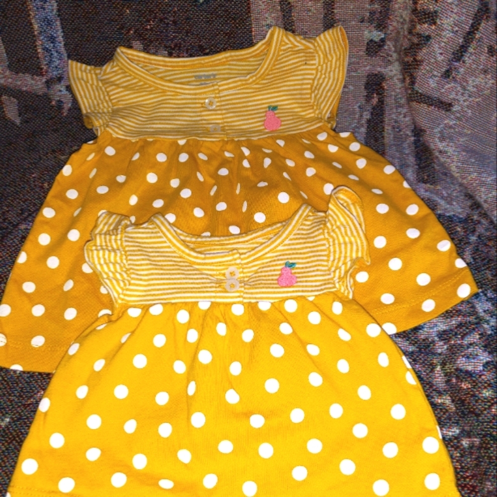 SPRING STRIPE w/PEAR! Matching Carter's Dress Tops. NB & 12m